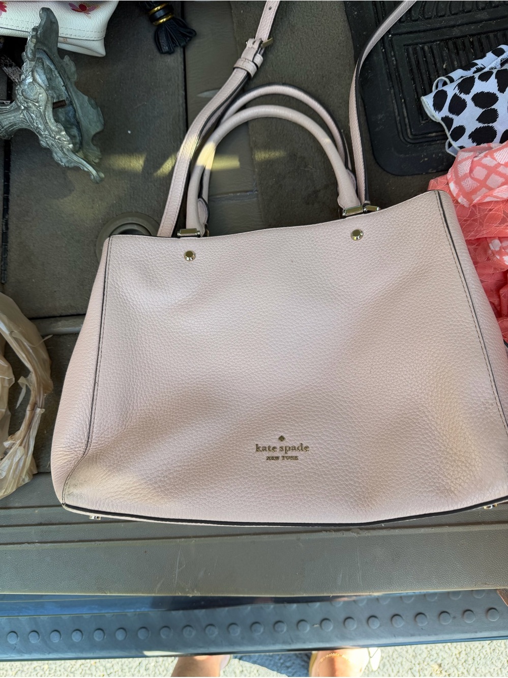 kate spade blush pink pebbled leather tote